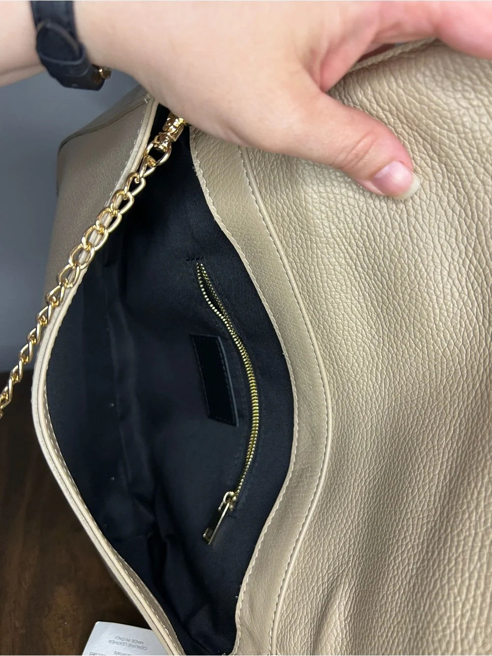 Stella Bianca NWT Cappuccino Genuine Leather Made in Italy Crossbody Purse